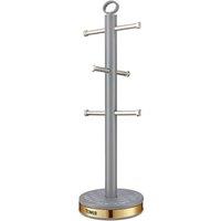Tower Empire Mug Tree & Towel Pole, Stainless Steel, Grey & Brass T826092GRY