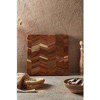 Barbary & Oak Chevron Square Chopping Board, Suitable for Food Preparation & Serving, Acacia Wood, Red in Brown