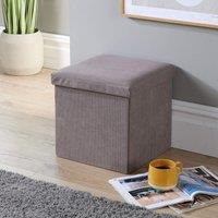 Home Source Ottoman Storage Chest Folding Corduroy Fabric Solid Storage Box in Grey