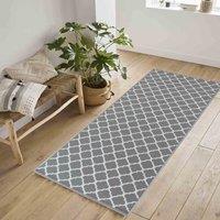 Desire Rugs Anti-Slip Trellis Design Doormat - Machine Washable for Easy Care in Grey | Size: 67 cm x 120 cm