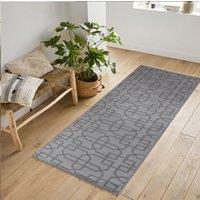 Desire Rugs Anti-Slip Cubed Trellis Design Doormat - Machine Washable for Easy Care in Silver | Size: 50 cm x 80 cm