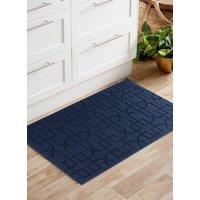 Desire Rugs Ivy Anti-Slip Cubed Trellis Design Doormat - Machine Washable for Easy Care in Navy | Size: 40 cm x 60 cm