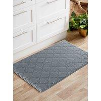 Desire Rugs Ivy Anti-Slip Trellis Design Doormat - Machine Washable for Easy Care in Dark Grey | Size: 50 cm x 80 cm