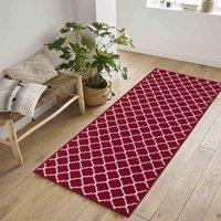 Desire Rugs Anti-Slip Trellis Design Doormat - Machine Washable for Easy Care in Red | Size: 40 cm x 60 cm