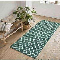 Desire Rugs Anti-Slip Trellis Design Doormat - Machine Washable for Easy Care in Emerald | Size: 40 cm x 60 cm