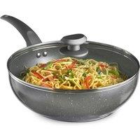 VonShef Induction Safe Non-Stick Aluminium Wok in Black