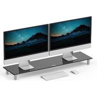 VonHaus Height Adjustable Black Glass Dual Monitor Screen Riser