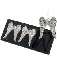 Garden Greatness Set Of 3 Shimmer Glass Hanging Wings in Silver | Size: 1 Pack