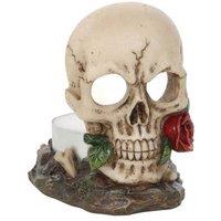 KDMD Skull Rose Tealight Holder in Cream