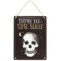 KDMD Entry Fee One Shot Hanging Metal Sign in Chocolate