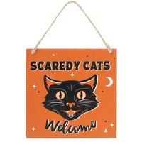 KDMD Scaredy Cats Welcome Hanging Sign in Brown