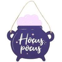 KDMD Hocus Pocus Cauldron Shaped Hanging Sign in Purple
