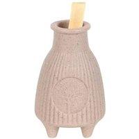 KDMD Greige Ribbed Palo Santo Burner in Beige