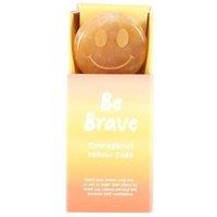 KDMD Be Brave Yellow Jade Happy Face Crystal in Orange