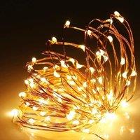 Shatchi 2M Long 20 Warm White LED Lights Micro Rice Gold Copper Wire Battery Operated Firefly String Fairy Lights in Yellow