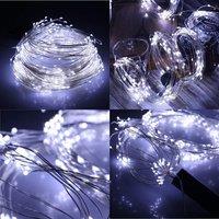 Shatchi 10M Long 100 Cool White LED Lights Micro Rice Silver Copper Wire Indoor Battery Operated Firefly String Fairy Lights