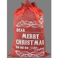 Shatchi Large Premium Hessian Santa Sack Red Stocking Bag Christmas Gifts Bag 72x50cm | Size: 72x50 cm