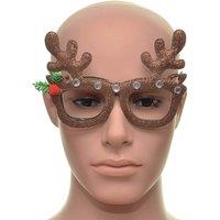 Shatchi Novelty Glitter Brown Reindeer Antlers Christmas Glasses Christmas Party Props Photo Booth Accessories Stocking Fillers