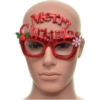 Shatchi Novelty Glitter Red Merry Christmas Christmas Glasses Christmas Party Props Photo Booth Accessories Stocking Fillers