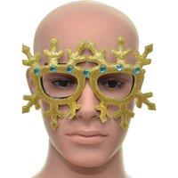 Shatchi Novelty Glitter Gold Snowflake Christmas Glasses Christmas Party Props Photo Booth Accessories Stocking Fillers