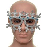 Shatchi Novelty Glitter Silver Snowflake Christmas Glasses Christmas Party Props Photo Booth Accessories Stocking Fillers