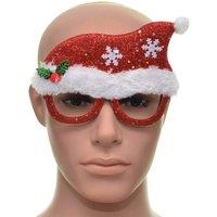 Shatchi Novelty Glitter Red Santa Hat Christmas Glasses Christmas Party Props Photo Booth Accessories Stocking Fillers