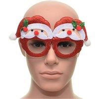 Shatchi Novelty Glitter Red Santa Head Christmas Glasses Christmas Party Props Photo Booth Accessories Stocking Fillers
