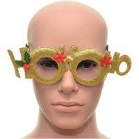 Shatchi Novelty Glitter Gold Ho Ho Ho Christmas Glasses Christmas Party Props Photo Booth Accessories Stocking Fillers