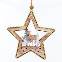 Shatchi Christmas Tree Hanging Decoration Standing Deer Star Shape in Gold