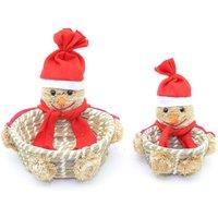 Shatchi Handmade Snowman Christmas Baskets Set Xmas Home dcor Shop Pub Sweet Decorations, Multi