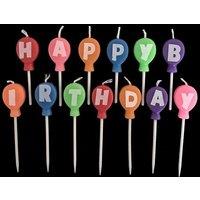 Shatchi Happy Multicolour Metallic Polka Dot Letters/Sprial Candles for Boys Girls Birthday Anniversary Wedding Party Cake Toppers Decorations