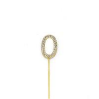 Shatchi Gold 0 Sparkley Diamond Cake Topper Number 0 for Birthday Anniversary