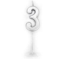 Shatchi Silver 3 Number Candle Birthday Anniversary Party Cake Decorations Topper