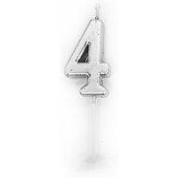 Shatchi Silver 4 Number Candle Birthday Anniversary Party Cake Decorations Topper