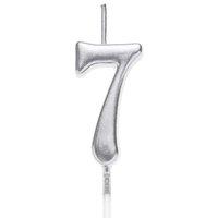 Shatchi Silver 7 Number Candle Birthday Anniversary Party Cake Decorations Topper