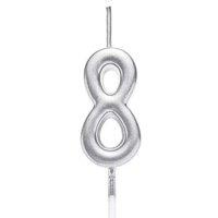 Shatchi Silver 8 Number Candle Birthday Anniversary Party Cake Decorations Topper