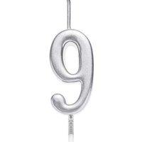 Shatchi Silver 9 Number Candle Birthday Anniversary Party Cake Decorations Topper