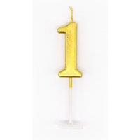 Shatchi Gold 1 Number Candle Birthday Anniversary Party Cake Decorations Topper