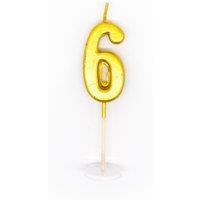 Shatchi Gold 6 Number Candle Birthday Anniversary Party Cake Decorations Topper