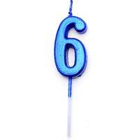 Shatchi Blue 6 Number Candle Birthday Anniversary Party Cake Decorations Topper
