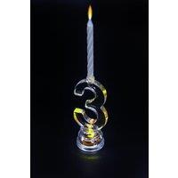 Shatchi Birthday Candle Number 3 Flashing Colour Changing with 4 Candle Cake Decoration