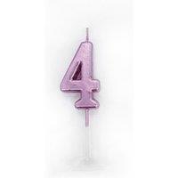 Shatchi Number Candle Pink 4 Candle Birthday Anniversary Party Cake Decorations Topper