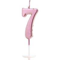 Shatchi Number Candle Pink 7 Candle Birthday Anniversary Party Cake Decorations Topper