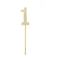 Shatchi Gold Sparkley Diamond Cake Topper Number 1 for Birthday Anniversary