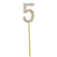 Shatchi Gold 5 Sparkley Diamond Cake Topper Number 5 for Birthday Anniversary