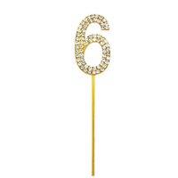 Shatchi Gold 6 Sparkley Diamond Cake Topper Number 6 for Birthday Anniversary