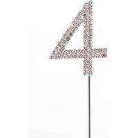 Shatchi Silver 4 Sparkley Diamond Cake Topper Number 4 for Birthday Anniversary
