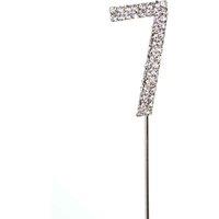 Shatchi Silver 7 Sparkley Diamond Cake Topper Number 7 for Birthday Anniversary