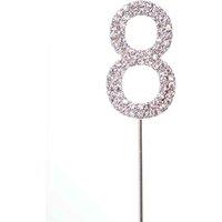 Shatchi Silver 8 Sparkley Diamond Cake Topper Number 8 for Birthday Anniversary
