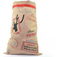 Shatchi Large Traditional Vintage Hessian Santa Sack Stocking Airmail/Do Not Open Until Christmas Accessories Xmas Gifts Bag, Brown, 1pcs
